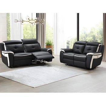 Conjunto Sofá Relax Angelique  207x97x103 Cm Color Negro, Blanco Vente-unique