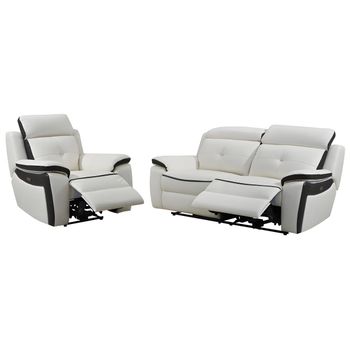 Conjunto Sofá Y Sillón Relax Angelique  106x97x103 Cm Color Gris Antracita, Blanco Venta-unica