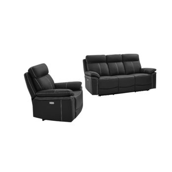 Conjunto Sofá Y Sillón Relax Isiris  197x93x102 Cm Color Negro Vente-unique