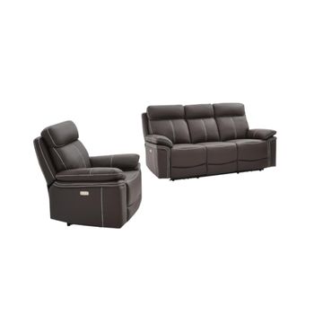 Conjunto Sofá Y Sillón Relax Isiris  197x93x102 Cm Color Marrón Chocolate Vente-unique