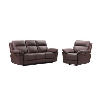 Conjunto Sofá Y Sillón Relax Pakita  208x92x102 Cm Color Marrón Chocolate Vente-unique