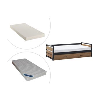 Cama nido AEDAN II - 2 x 90 x 190 cm - Pino macizo y MDF - Blanca +