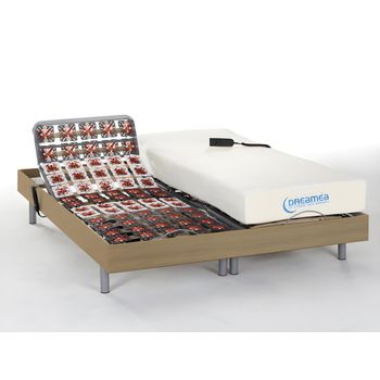 Cama Articulada Eléctrica Hesiode  190x140x35 Cm Color Color Natural Claro Vente-unique