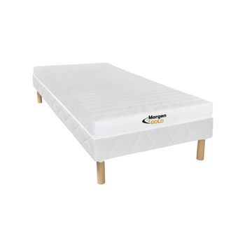 Colchón Con Somier Tapizado Stelo  190x90x30 Cm Color Blanco Vente-unique