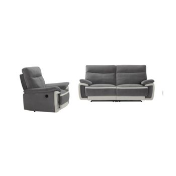 Conjunto Sofá Y Sillón Relax Metti  204x92x102 Cm Color Gris Venta-unica