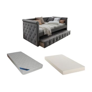 Cama Nido con Compartimentos VENTE-UNIQUE Losiana (Blanco - 90x200 cm)