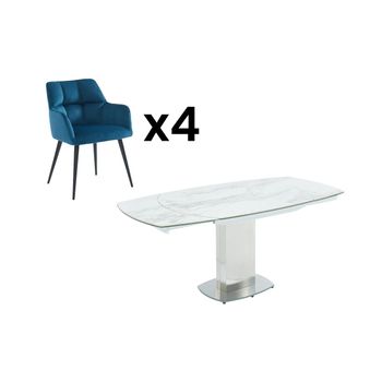 Conjunto De Mesa Y Sillas Talicia  180x90x75 Cm Color Blanco Venta-unica