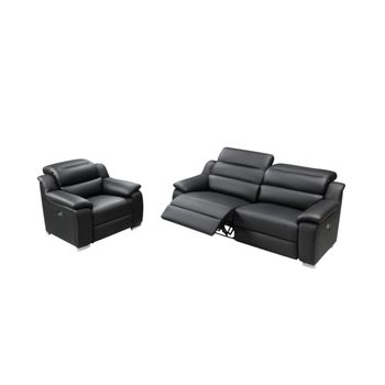 Conjunto Sofá Y Sillón Relax Arena  202x104x86 Cm Color Negro Venta-unica