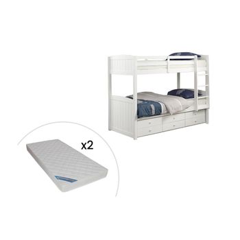 Cama nido con compartimentos 90 x 190 cm blanco y gris con colchón - LOSIANA