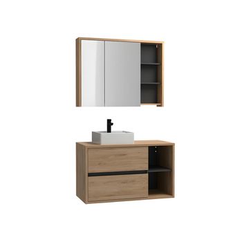 Mueble De Baño Simple Purnal 2 Cajones 100x45.5x60 Cm Color Color Natural Claro Vente-unique