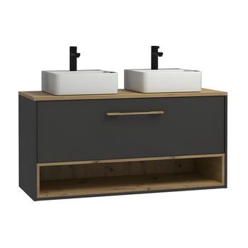 Mueble De Baño Con Doble Lavabo Yangra 1 Cajón 120x46x57 Cm Color Gris Antracita Vente-unique