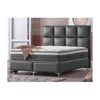 Cama Boxspring, Cama Continental Como  140x190x130 Cm Color Gris Venta-unica