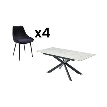 Conjunto De Mesa Y Sillas Albina  200x90x76 Cm Color Blanco Venta-unica