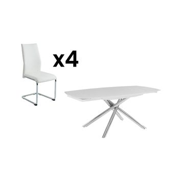 Conjunto De Mesa Y Sillas Camelia  190x105x97 Cm Color Blanco Venta-unica