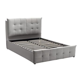 Cama Con Canapé Abatible Oleria  155x213x116 Cm Color Gris Claro Vente-unique