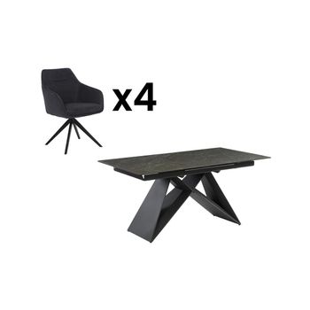 Conjunto De Mesa Y Sillas Libsy  220x90x76 Cm Color Negro Venta-unica