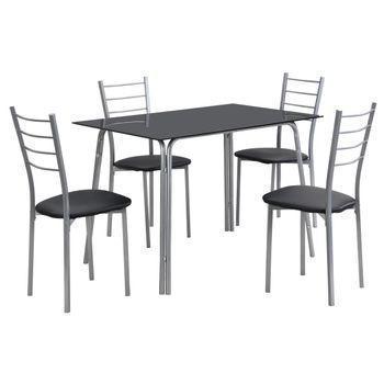 conjunto-mesa-comedor-de-cristal-110x70cm-y-4-sillas-acolchadas – Firstline  España