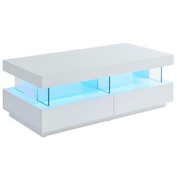 Mesa De Centro Fija Fabio 2 Cajones 120x60x42 Cm Color Blanco Venta-unica