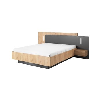 Cama Clásica Francoli 2 Cajones 264.4x218.2x102 Cm Color Gris Antracita, Color Natural Claro Vente-unique