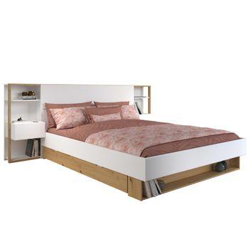 Base De Cama Mista 3 Cajones 255.1x244.9x102.6 Cm Color Color Natural Claro, Blanco Vente-unique