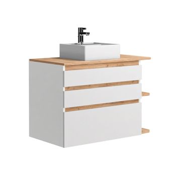 Mueble De Baño Simple Anida 3 Cajones 94x50x64 Cm Color Color Natural Claro, Blanco Vente-unique