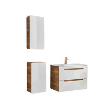 Mueble De Baño Simple Aruba 2 Cajones 80x46x59 Cm Color Color Natural Claro, Blanco Vente-unique