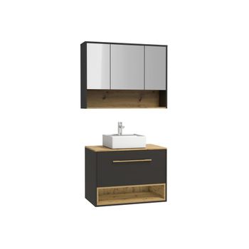 Mueble De Baño Simple Yangra 1 Cajón 80x46x57 Cm Color Gris Antracita Vente-unique