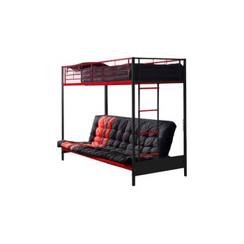 Cama Alta Modulo  198x96x170 Cm Color Negro, Rojo Vente-unique