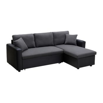 Sofá Cama Gazur  223x148x84 Cm Color Negro, Gris Antracita Vente-unique