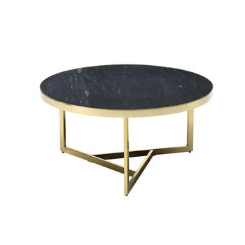 Mesa De Centro Fija Roburta  80x80x40 Cm Color Negro, Dorado Vente-unique