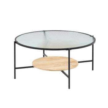 Mesa De Centro Fija Munita  90x90x38 Cm Color Negro, Color Natural Claro Vente-unique