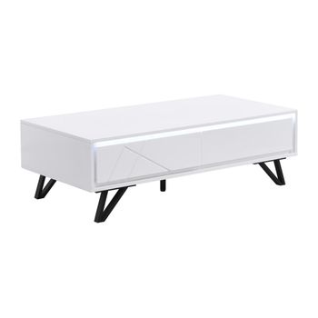 Mesa De Centro Fija Saliano 2 Cajones 120x60x38 Cm Color Blanco Vente-unique