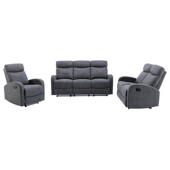 Conjunto Sofá Y Sillón Relax Evelyn  180x95x100 Cm Color Gris Vente-unique