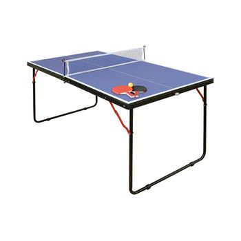 SPORTNOW Mesa de Ping Pong Dobrável com Rodas para Interior e Exterior  Tamanho Padrão com Rede Raquetes e Bolas 274x152,5x76 cm Azul