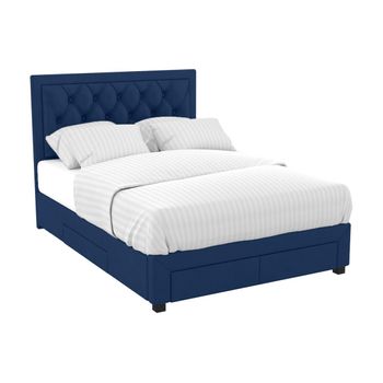 Base De Cama Leopold 4 Cajones 216.5x185x122.2 Cm Color Azul Oscuro Vente-unique