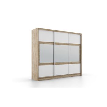 Armario Leovia 2 Cajones 250x61x215 Cm Color Color Natural Claro, Blanco Venta-unica