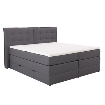 Cama Continental Boxspring Perama  212x191x126 Cm Color Gris Antracita Vente-unique