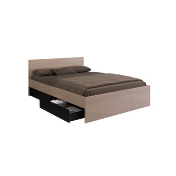 Cama Clásica Velona 2 Cajones 164.4x203.6x82.6 Cm Color Negro, Color Natural Claro Vente-unique