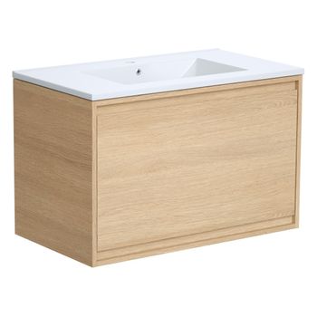 Mueble De Baño Simple Mesliva 2 Cajones 80x45x50 Cm Color Color Natural Claro Vente-unique