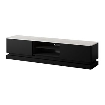 Mueble Bajo De Tv Devika 2 Cajones 190x40x44 Cm Color Negro, Blanco Vente-unique