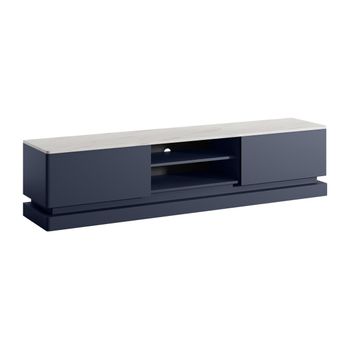 Mueble Bajo De Tv Devika 2 Cajones 190x40x44 Cm Color Azul Oscuro, Blanco Vente-unique