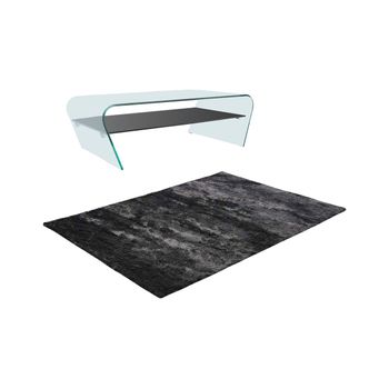 Mesa De Centro Fija Kelly  230x160x37 Cm Color Transparente, Negro, Gris Antracita Venta-unica