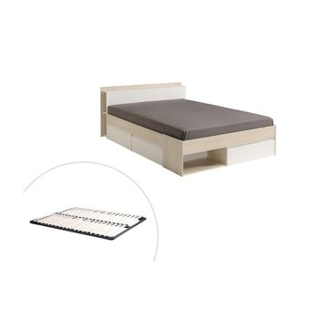 Cama Clásica Debar 3 Cajones 220x150x79 Cm Color Color Natural Claro, Blanco Vente-unique