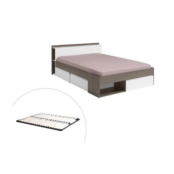 Cama Clásica Debar 3 Cajones 220x150x79 Cm Color Topo, Blanco Vente-unique