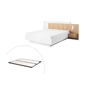 Base De Cama Francoli 2 Cajones 264.4x218.2x102 Cm Color Color Natural Claro, Blanco Vente-unique