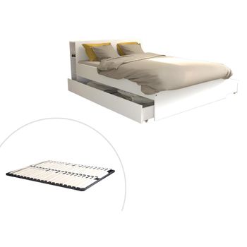 Base De Cama Eugene 2 Cajones 215.5x144x80 Cm Color Blanco Vente-unique