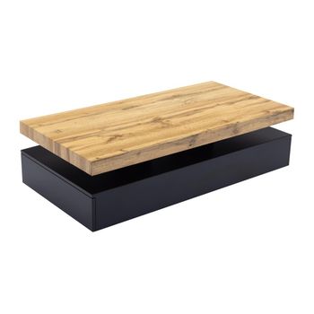 Mesa De Centro Fija Felix 2 Cajones 120x60x35 Cm Color Negro, Color Natural Claro Vente-unique