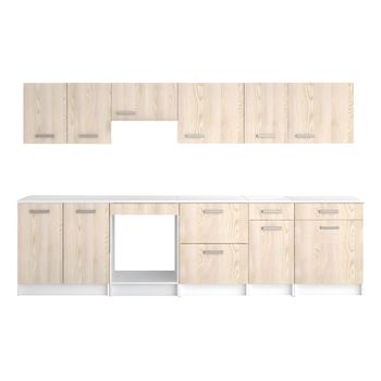 Cocina completa incluye zocalo y encimera 240 cm(ancho) color roble albar,  KIT-KIT Opción Con