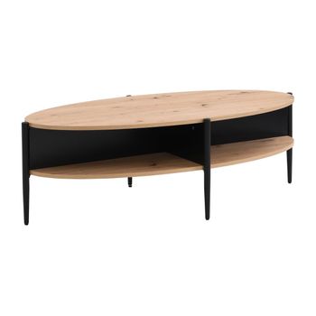 Mesa De Centro Fija Evaro  125x65x39 Cm Color Negro, Color Natural Claro Vente-unique