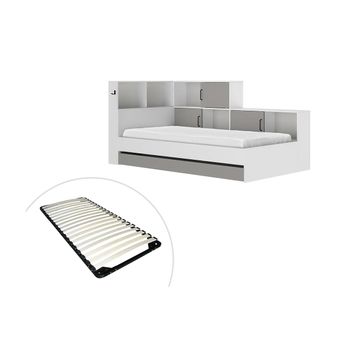 Cama Clásica Armand 1 Cajón 221x120x104 Cm Color Gris, Blanco Vente-unique